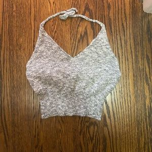 Grey halter top! Easily tie up and adjustable